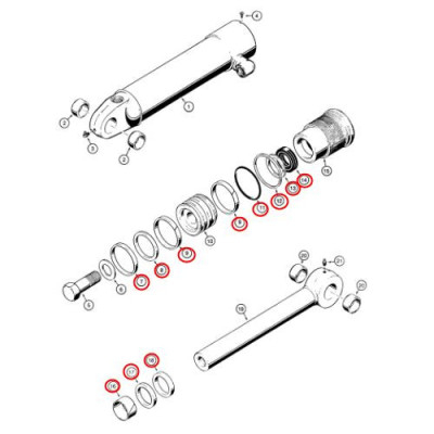 Case 850G, 850E, 850M, 850B, 850C, 580B,580C, 580D, 580E 580SE, 855E, 580C, 580F 1543265C1, G102403, G105547 zestaw uszczelnień