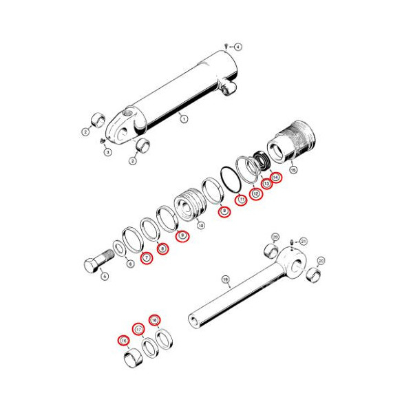 Case 850G, 850E, 850M, 850B, 850C, 580B,580C, 580D, 580E 580SE, 855E, 580C, 580F 1543265C1, G102403, G105547 zestaw uszczelnień