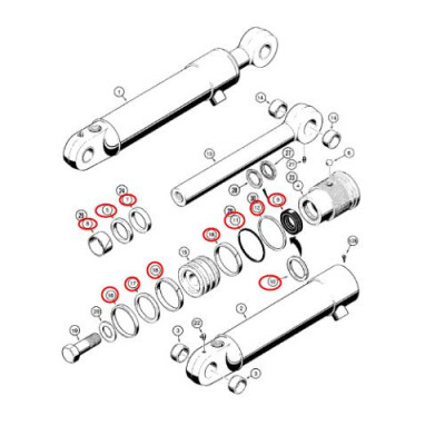 uszczelniacze siłownika podpory szczeki Case 480F, 480D, 680K, 680L, 580SK, 580D, 1155E, 1150E, 1155D, 1150D 1543262C1 G109460