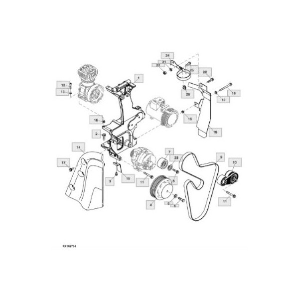 Katalog – napinacz paska, pozycja 10 – John Deere 8130, seria 8030 – RE582500, RE243199