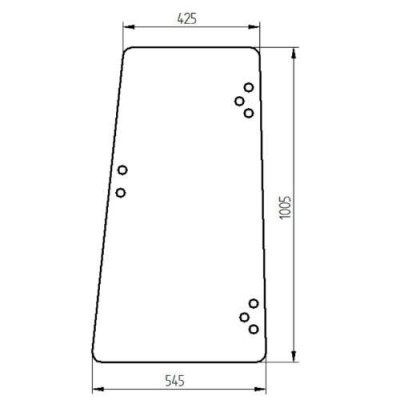 Szyba drzwi uchylna lewa Case
570LXT,
580 SUPER L, 580K, 580L, 580SK,
590 TURBO, 590 SUPER L