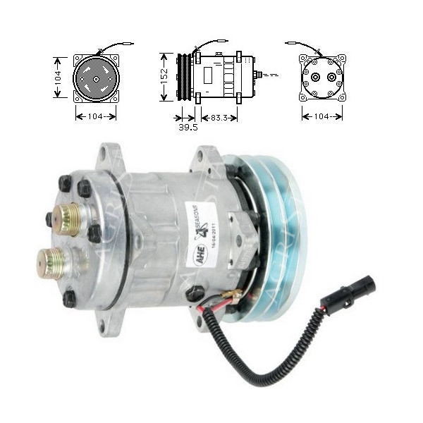 sprężarka klimatyzacji kompresor Sanden SD7H15-4609 Case 1997755C2 580L, 580SK, 580SL, 580M, 580SL, 580SLE 590SL 680L, 7
