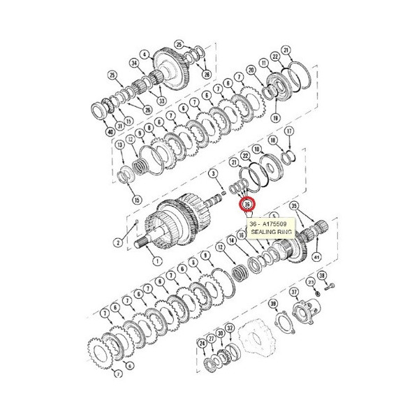 Uszczelniacz wałka kosza rewersu Case 5120, 5130, 5140, 5150, 5220, 5230, 5240, 5250 MX110, MX120, MX135, MX150, MX170 A175509