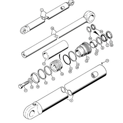 Zestaw siłownika hydraulicznego szczęki teleskopu 44/76mm case Case: 580k 580sk 621B 621C 721B 721C G110049 1543267C1