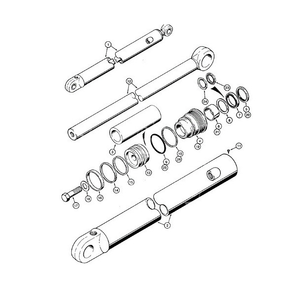 Zestaw siłownika hydraulicznego szczęki teleskopu 44/76mm case Case: 580k 580sk 621B 621C 721B 721C G110049 1543267C1