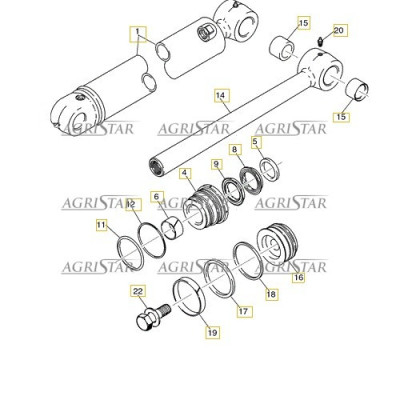 Zestaw uszczelnień siłownika ramienia 63/127mm 183795A3 1542915C2 84154316 G110582 1542915c1