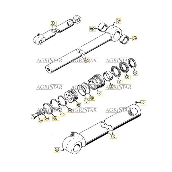 Case 580k, 580skl, 580sle 580sm 580sr 695er uszczelniacze uszczelnienia siłownika łyżki kaparkowej kopiarki 1542923C2