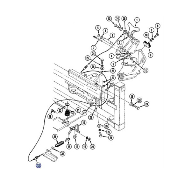 Linka blokady ramienia koparki Case 580K, 580SK, 580SLE, 580L, 580M, 590L, 580M 197361A1
