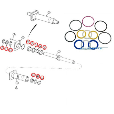 Zestaw uszczelnień siłownika skrętu siłownik CASE 580 590 SR K M SK SLE SM 
New Holland 555e B100 B100B B110 B110B B90B B95