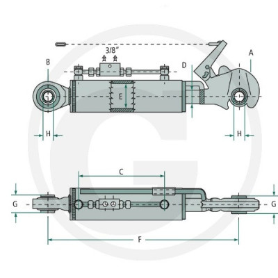 TRP1403 Łącznik centralny hydrauliczny (540-690mm) KAT3 John Deere Claas Fendt Valtra Case