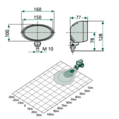 Halogen reflektor roboczy Massey Ferguson 6445 6470 6490 7480 7490 8460 8480 3786668M93