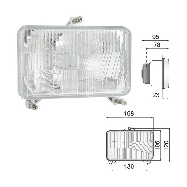 ELE1043 Lampa przednia P/L 130x120mm