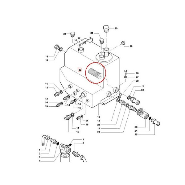 Filtr hydrauliki w zbiornik New Holland LM5020 LM5030 LM625 84497564 SH77481 HY12150