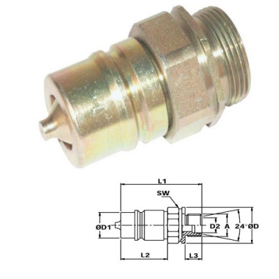 HYD5001 Szybkozłącze wtyczka grzybkowe M22x1,5 zew.