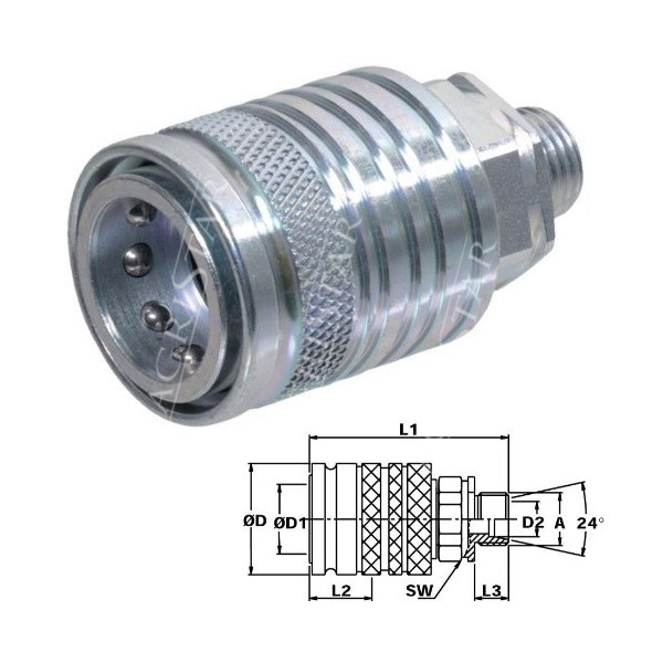 HYD5101 Szybkozłącze gniazdo grzybkowe M16x1,5 zew.