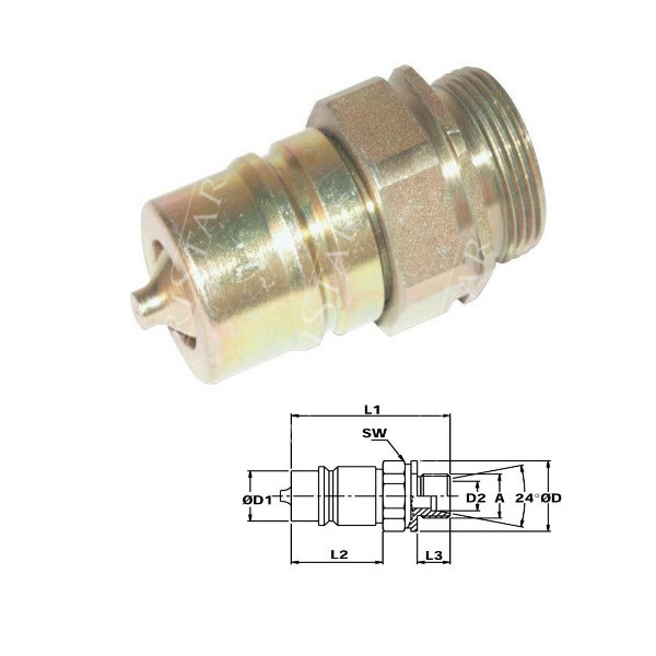 HYD5002 Szybkozłącze wtyczka grzybkowe M18x1,5 zew.