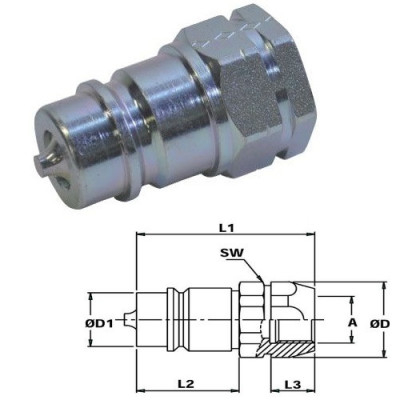HYD5051 Szybkozłącze wtyczka grzybkowe 3/8 wew
