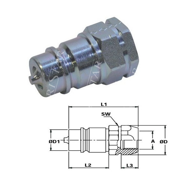 HYD5052 Szybkozłącze wtyczka grzybkowe 1/2 wew
