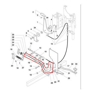 Linka gazu nożnego New Holland Fiat Ford 8670, 8770, 8870, 8970 G170, G190, G210, G240 86002269, 86504054, 89840762, 47727797