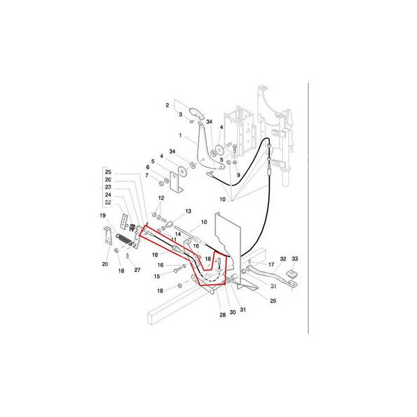 Linka gazu nożnego New Holland Fiat Ford 8670, 8770, 8870, 8970 G170, G190, G210, G240 86002269, 86504054, 89840762, 47727797