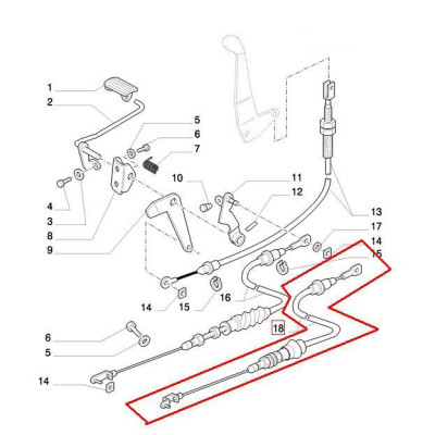 Linka gazu ręcznego New Holland/ Fiat/ Ford: TM115, TM120, TM125, TM130, TM135, TM140, TM150 TM155 TM165 TM175 TM190 87396116