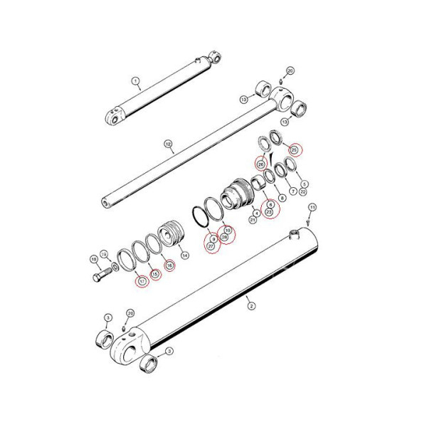 zestaw uszczelnień siłownika Case 580SK, 580SL, 580SM, 580LE, 580MXT 590SM 1543260C1