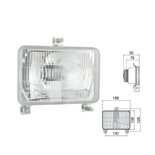 Lampa przednia drogowa New Holland Fiat Ford     8670, 8770, 8870, 8970 8670A, 8770A, 8870A, 8970A G170, G190, G210, G24