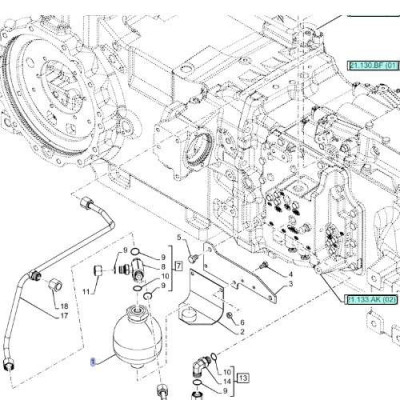 Akumulator hydrauliczny skrzyni biegów 5195043 0531602300 84281135 Case Puma 115 180 CVT 120 66150 6170 CVT CVX 1135 120 195 150