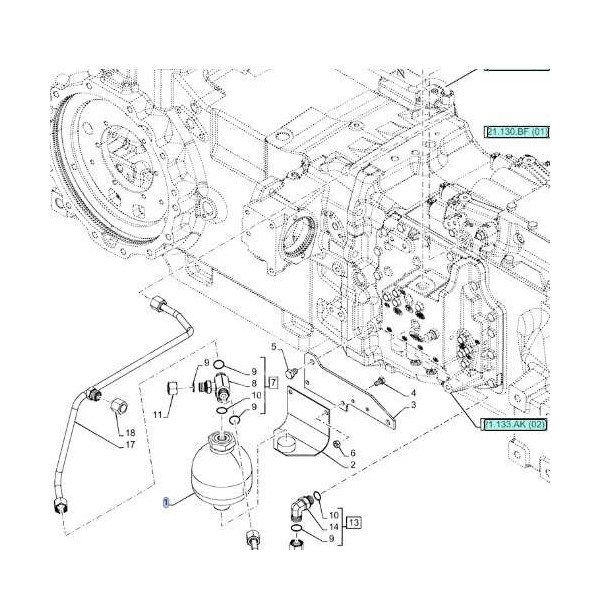 Hydroakumulator hydrauliczny 0531602305 192300280040 47110575 New Holland TM 115 TS TS00 TL TL100 T5000 T5030 T5 T5. T5.95