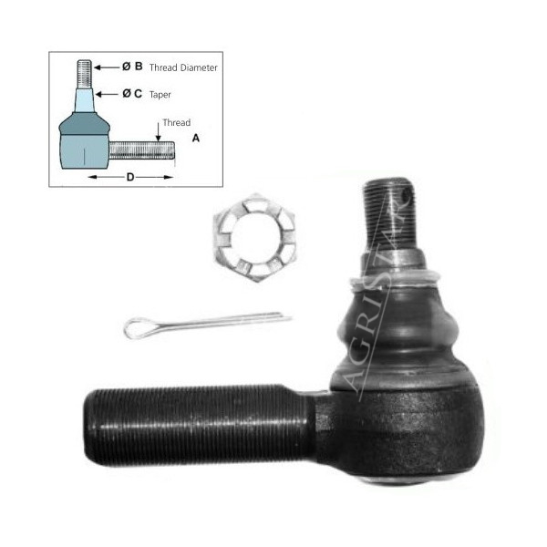 Końcówka kierownicza lewa Case 580g Claas ranger Same, Valtra Terex 860 106mm K260250