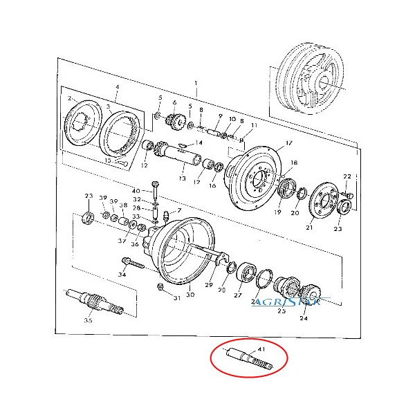 Z63341 Wałek wał napędowy przekładni gardzieli John Deere 2064, 2066 2264, 2266, 2266EXTRA
