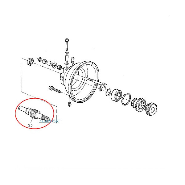 Z12905 Wałek napędowy podajnika pochyłego gardzieli John Deere 2054, 2056, 2058, 2064, 2066 2254, 2256, 2258, 2264, 2266
