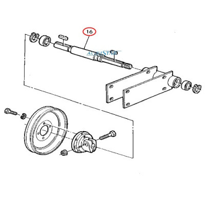 JE04-Z62416 Wałek napinacza podajnika ziarnowego 580mm John Deere 2254, 2256, 2258, 2264, 2266, 2266EXTRA