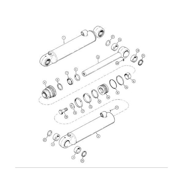 HYD2550 Zestaw uszczelnień siłownika przednia łyźka 44,5/89mm Case: 821 580K, 580SK 580LXT 580LPS 580LSP, 590LSP 580M, 580SM, 59