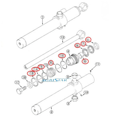 Uszczelniacze siłownika koparki 38/70mm Case:
580K, 580SK
580MXT
580LE, 580SLE
175251A1, 1542874C1