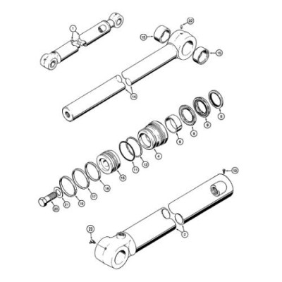 HYD2557 Zestaw uszczelnień siłownika łyżki koparkowej Case 57,15x82,55mm