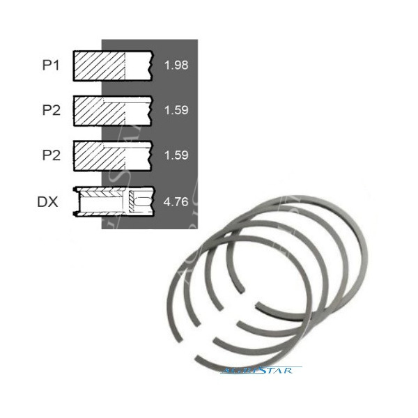 41158085 745902M91 82154 Pierścienie 79,38mm 1,98+1,59+1,59+4,76mm Massey Ferguson Hanomag  A4.107, A4.108