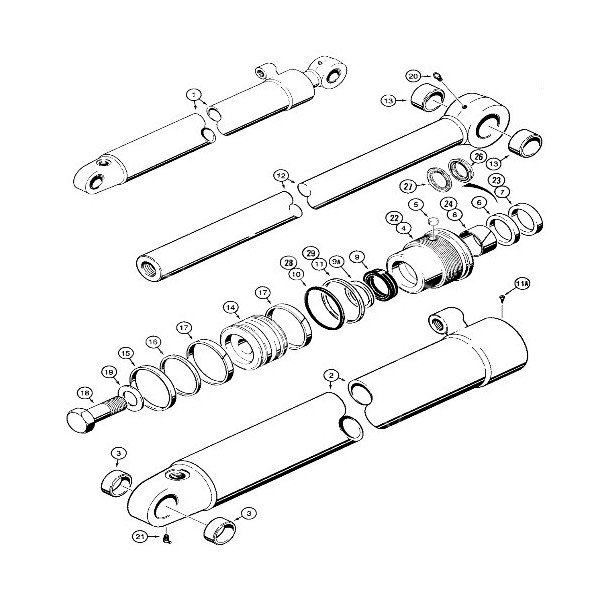 HYD2562 Zestaw uszczelnień siłownika łyżki tył Case 580F, 580G 51/82,8mm