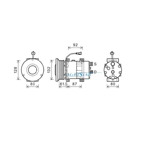 KLI1040 sprężarka,kompresor,klimatyzacji,Claas,Lexion 480 432 434 442 452 482 510 520 530 550 560 570 580 796346,SD7h15,7963460,