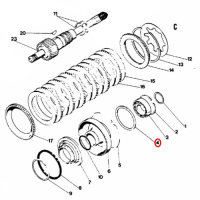Podkładka pierścień tłoka sprzęgła Case:
580G
580K
580F
580D
D50045