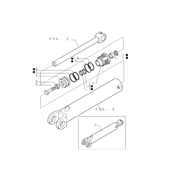 HYD2565 Zestaw uszczelnień siłownika ramienia koparkowego 63x115mm