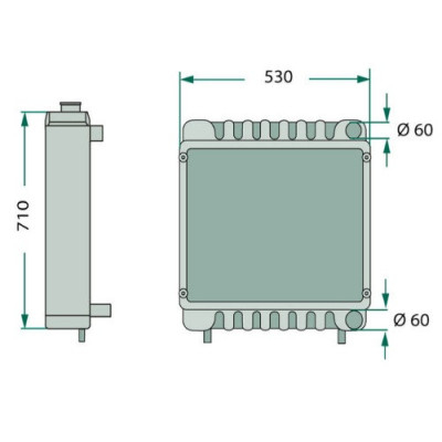 Chłodnica wody John Deere 6200, 6205, 6210, 6300, 6310, 6400, 6410 Claas Renault  ares 610 620 630