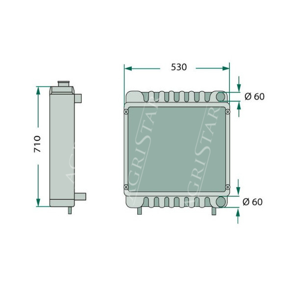 Chłodnica wody John Deere 6200, 6205, 6210, 6300, 6310, 6400, 6410 Claas Renault  ares 610 620 630