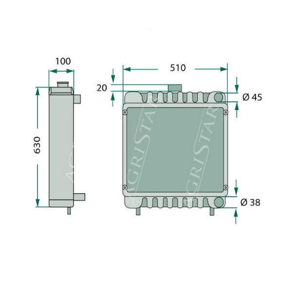 Chłodnica wody case JX55, JX60, JX65, JX70 new holland TD55D, TD60D, TD60DPlus, TD65D, TD70D, TD70DPlus