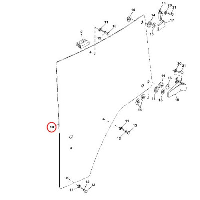 Szyba drzwi lewa John Deere R537493 R210101 R564765 R210099 R537491