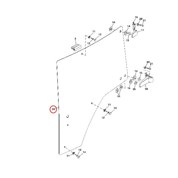 Szyba drzwi lewa John Deere R537493 R210101 R564765 R210099 R537491