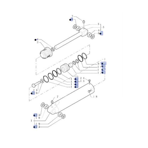 HYD2558 Zestaw uszczelnień siłownika ramienia koparkowego 63,5x135mm